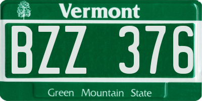 VT license plate BZZ376