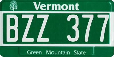 VT license plate BZZ377