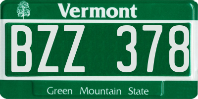 VT license plate BZZ378