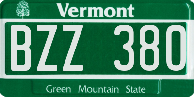 VT license plate BZZ380
