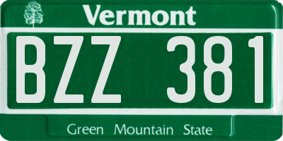 VT license plate BZZ381