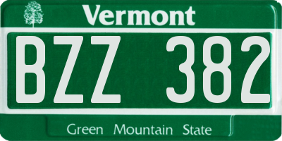 VT license plate BZZ382