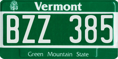 VT license plate BZZ385