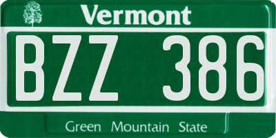 VT license plate BZZ386