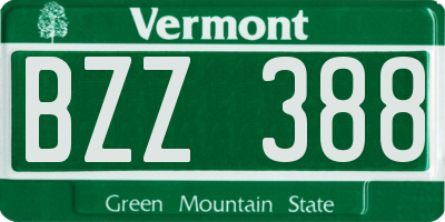 VT license plate BZZ388