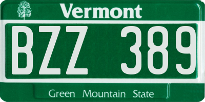 VT license plate BZZ389