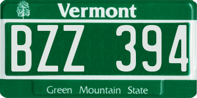 VT license plate BZZ394