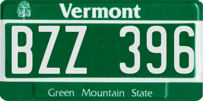 VT license plate BZZ396
