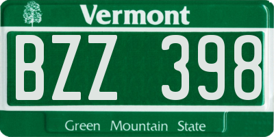 VT license plate BZZ398