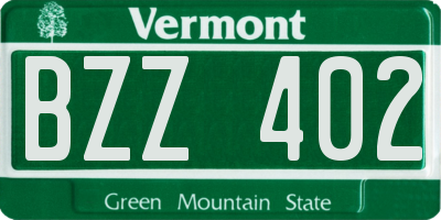 VT license plate BZZ402