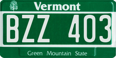 VT license plate BZZ403