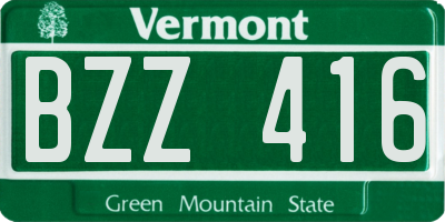 VT license plate BZZ416