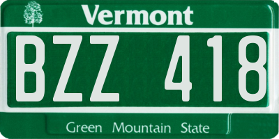 VT license plate BZZ418