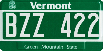 VT license plate BZZ422