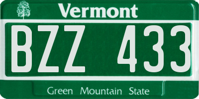 VT license plate BZZ433