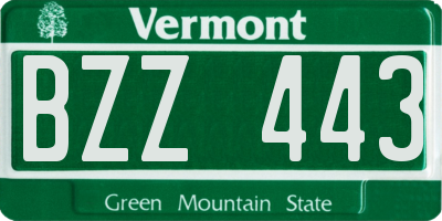 VT license plate BZZ443