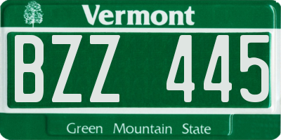 VT license plate BZZ445