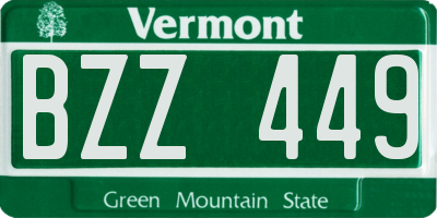 VT license plate BZZ449