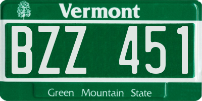 VT license plate BZZ451