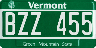 VT license plate BZZ455