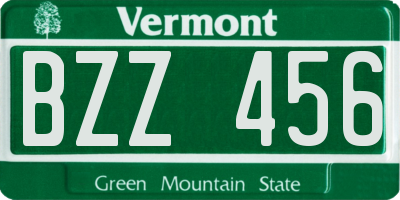 VT license plate BZZ456