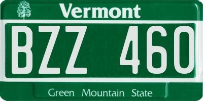 VT license plate BZZ460