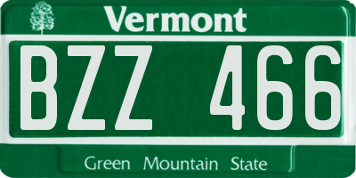 VT license plate BZZ466