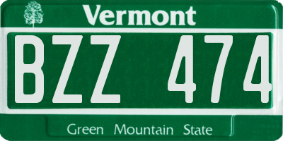 VT license plate BZZ474