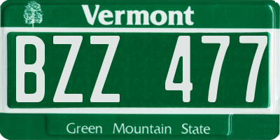 VT license plate BZZ477
