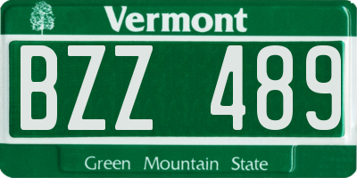 VT license plate BZZ489