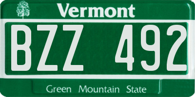 VT license plate BZZ492