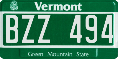 VT license plate BZZ494