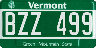 VT license plate BZZ499