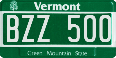 VT license plate BZZ500