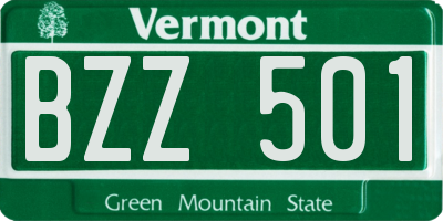 VT license plate BZZ501