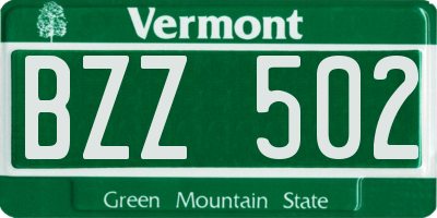 VT license plate BZZ502