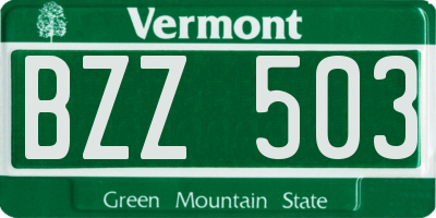 VT license plate BZZ503