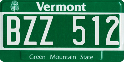VT license plate BZZ512