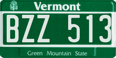 VT license plate BZZ513