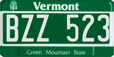 VT license plate BZZ523