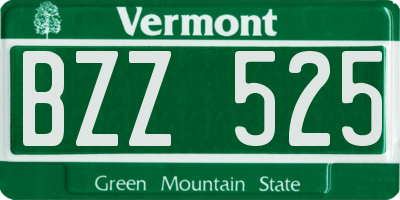 VT license plate BZZ525