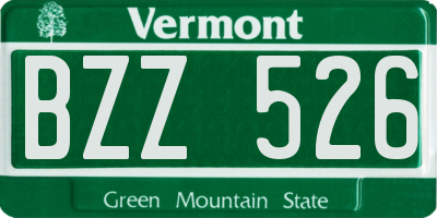 VT license plate BZZ526