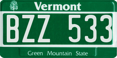 VT license plate BZZ533