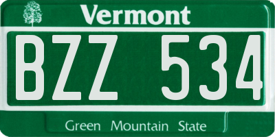VT license plate BZZ534