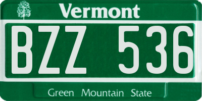VT license plate BZZ536