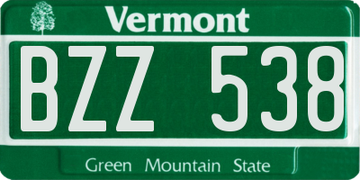 VT license plate BZZ538