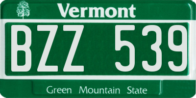 VT license plate BZZ539