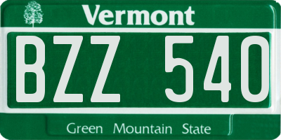 VT license plate BZZ540