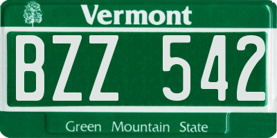 VT license plate BZZ542