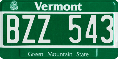 VT license plate BZZ543
